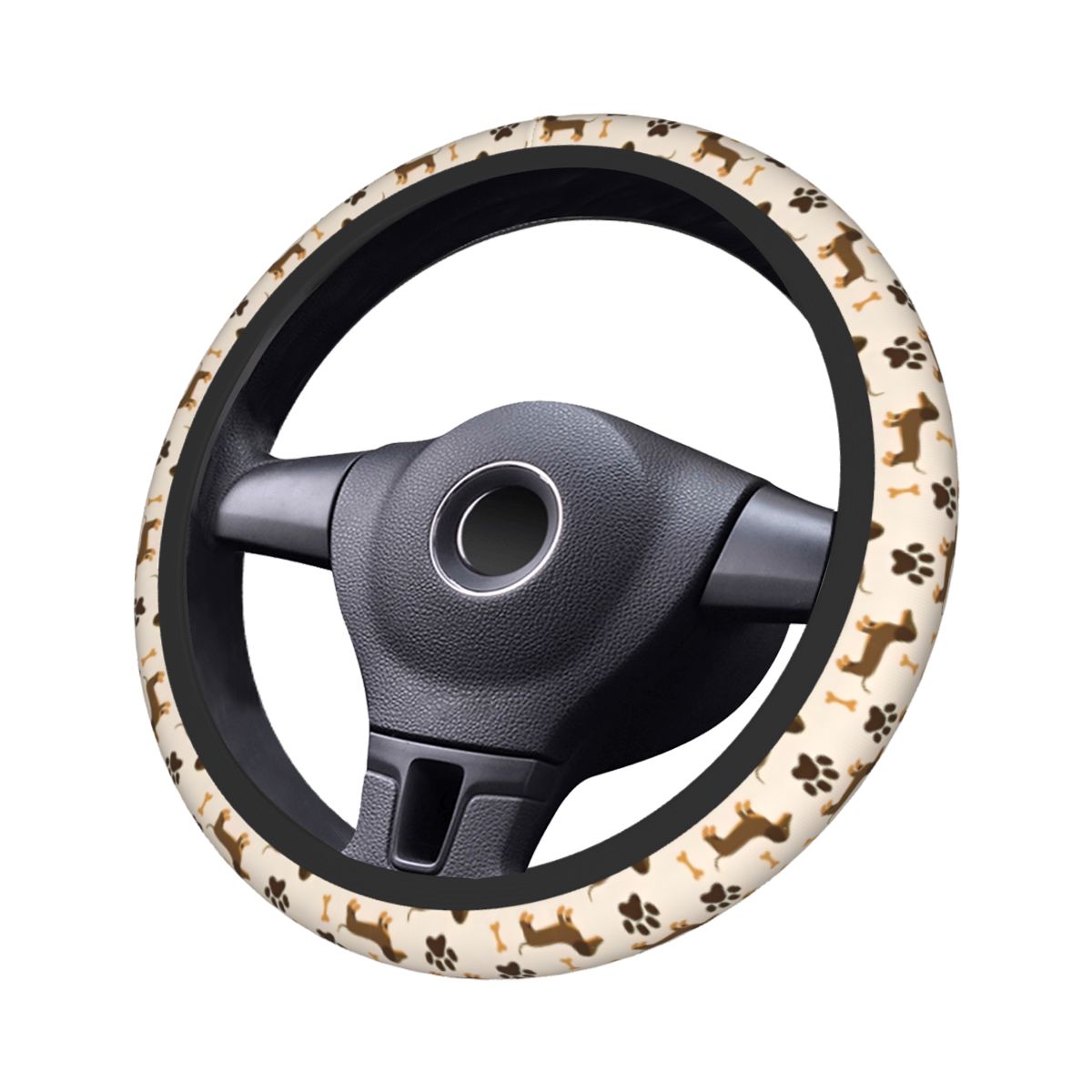 Car Steering Wheel Cover Anti Slip Breathable - Cute Dachshund Car Steering Wheel Cover