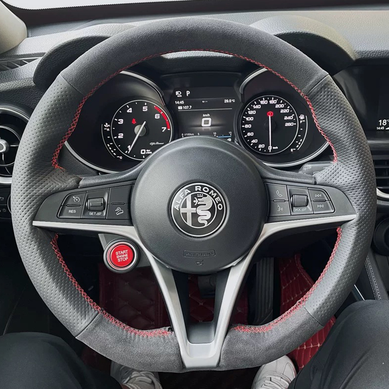 For Alfa Romeo Giulia Stelvio  - đánh giá và giá Car Steering Wheel Cover Anti Slip Breathable